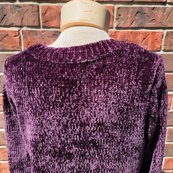 Orvis Sweater Chenille Knit Polyester Crew Neck Pullover Plum Womens Sma… - Picture 6 of 11